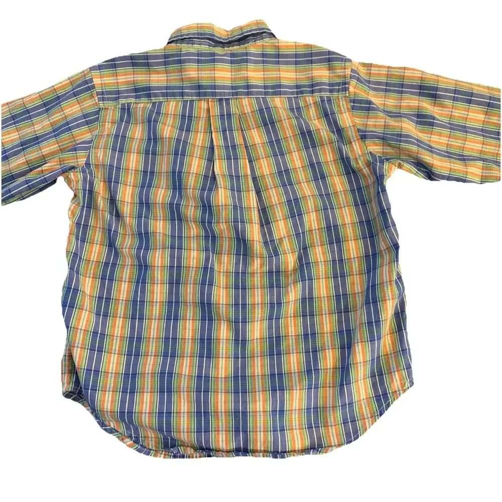 Ralph Lauren Long Sleeve Button Up Yellow Blue Orange Plaid Shirt Boy’s Size 4T